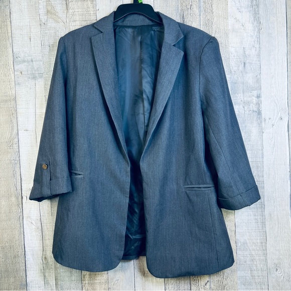 Large Unbranded Dark Gray Jacket Built in Shoulder Pads & 2 Open Pockets… - Picture 1 of 9